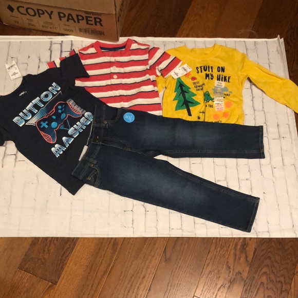 Boys clothing lot Oshkosh Carter’s shirts jeans 4T - Picture 1 of 7